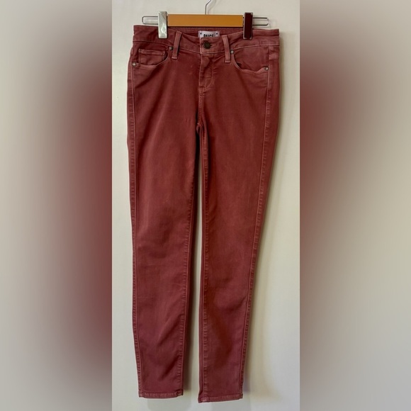 PAIGE| Cognac Dusty Peach Skinny Jeans Sz 26 - Picture 4 of 5